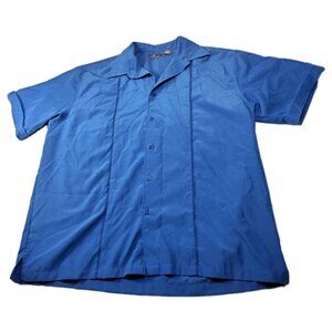 Cafe Luna Button Down Shirt Mens XL Blue Button Up 2 Striped Bowling Casual Vntg